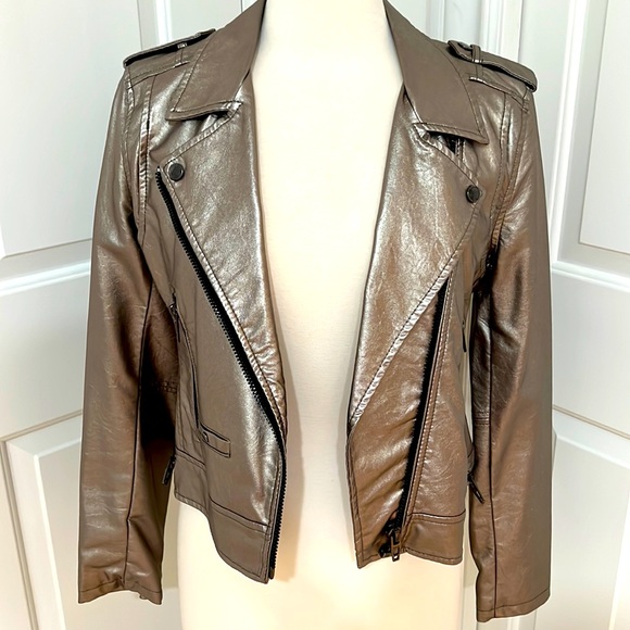 Blank NYC Jackets & Blazers - Blanc NYC Faux leather pewter Moto jacket